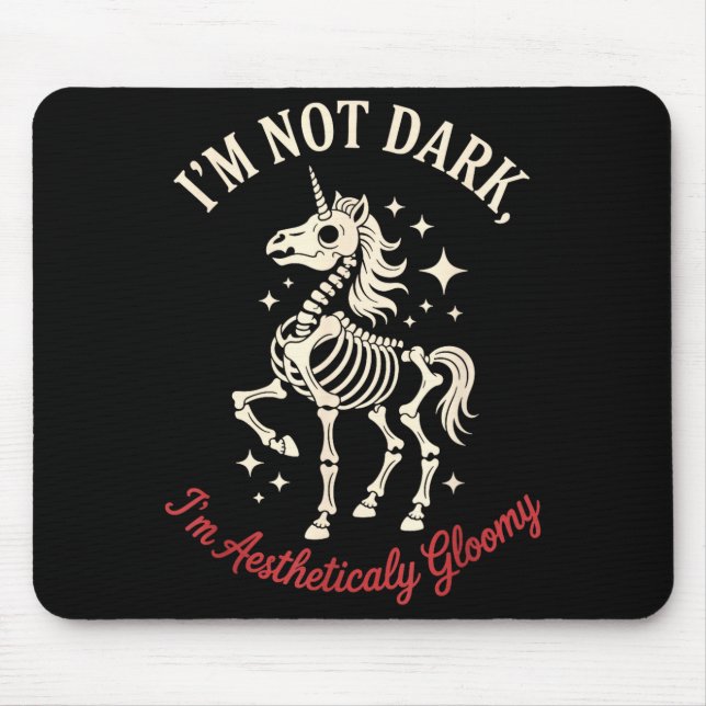 Funny Cute Creepy Unicorn Skeleton Dark Humor Goth Mouse Pad (Front)