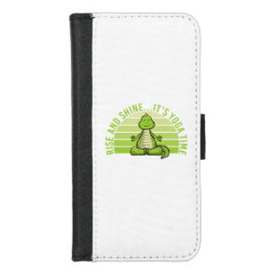 Funny cute crocodile doing yoga. funny yoga quotes iPhone 8/7 wallet case