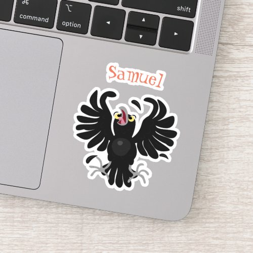 Funny cute crow raven cartoon illustration sticker