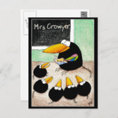 Funny Cute Crow Teacher Students Class postcard V2 (Front/Back)