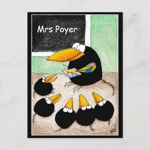 Funny Cute Crow Teacher Students Classpostcard Postcard