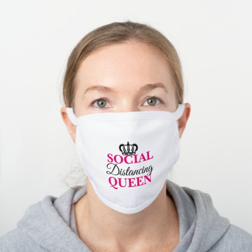 funny cute crown social distancing queen white cotton face mask