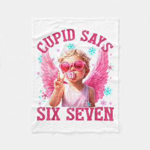 Funny Cute Cud Says Six Seven Valentine's Day 67 M Fleece Blanket