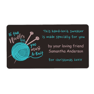 Funny Cute Custom Knitting Needles Yarn Joke Gift Label
