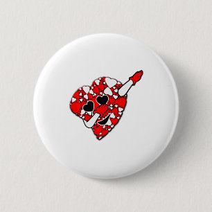 Funny Cute Dabbing Red White Hearts Valentines Day Button