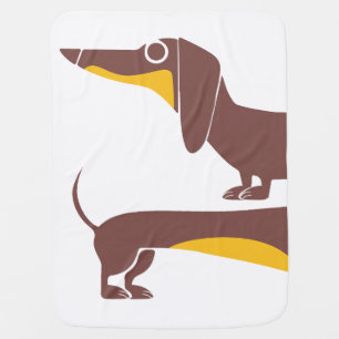 Funny cute dachshund for long dog parent baby blanket