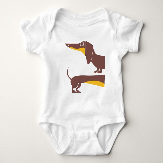 Funny cute dachshund for long dog parent baby bodysuit (Front)