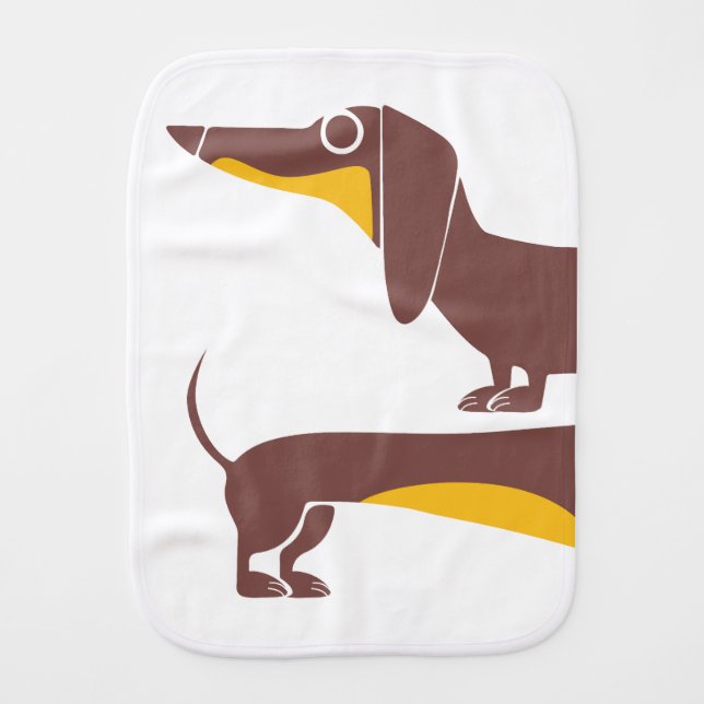 Funny cute dachshund for long dog parent baby burp cloth (Front)