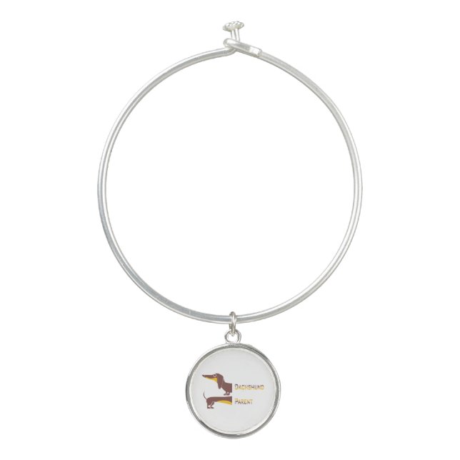 Funny cute dachshund for long dog parent bangle bracelet (Front)