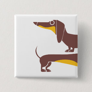 Funny cute dachshund for long dog parent button
