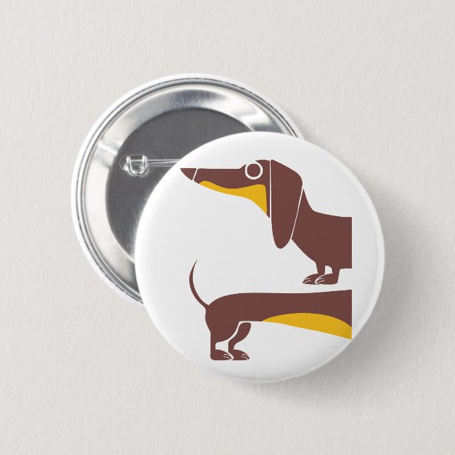 Funny cute dachshund for long dog parent button (Front & Back)