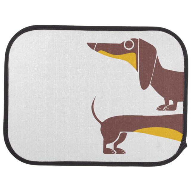Funny cute dachshund for long dog parent car floor mat (Rear)