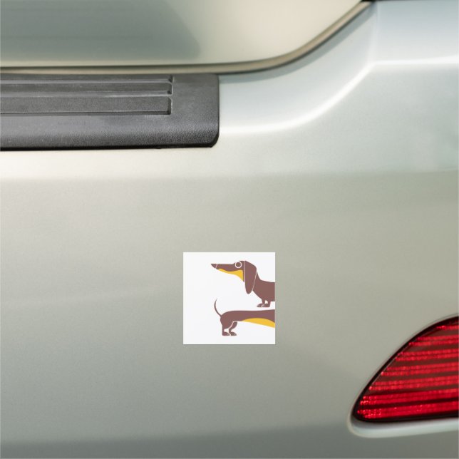 Funny cute dachshund for long dog parent car magnet (In Situ)