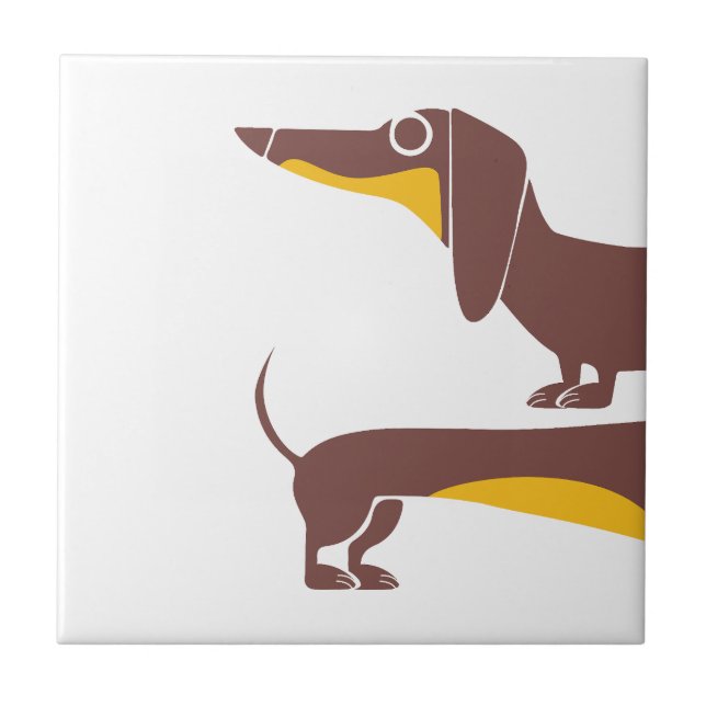 Funny cute dachshund for long dog parent ceramic tile (Front)
