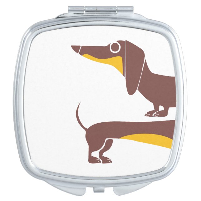 Funny cute dachshund for long dog parent compact mirror (Front)