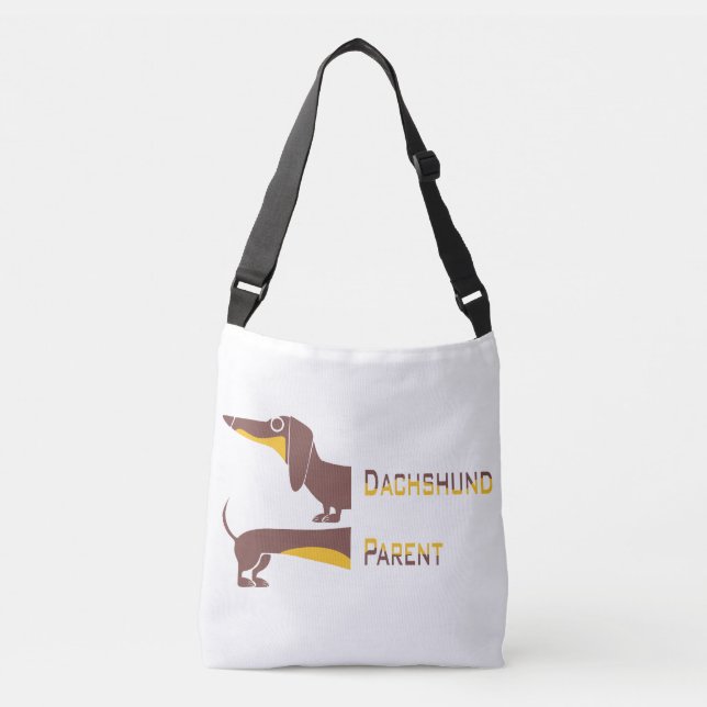 Funny cute dachshund for long dog parent crossbody bag (Front)