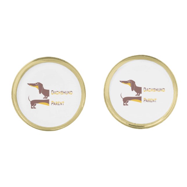 Funny cute dachshund for long dog parent cufflinks (Front)