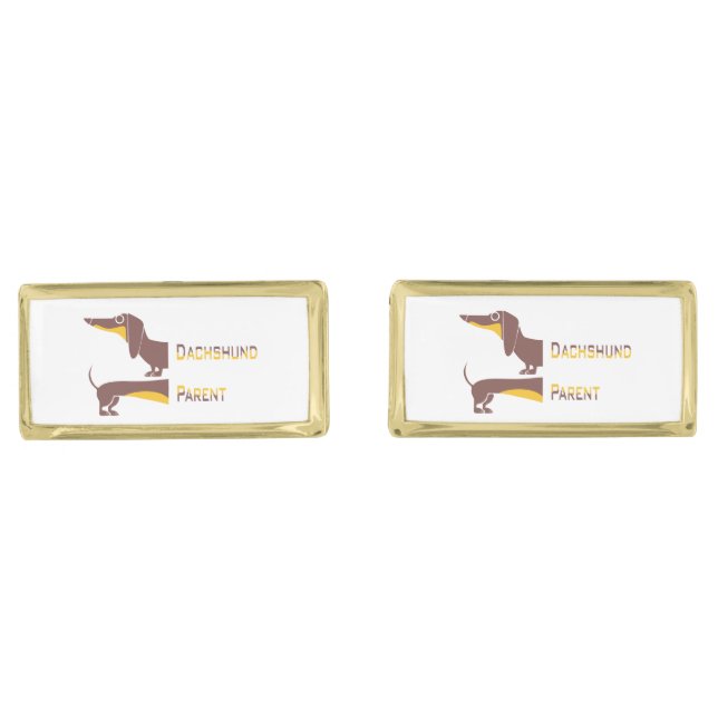 Funny cute dachshund for long dog parent cufflinks (Front)