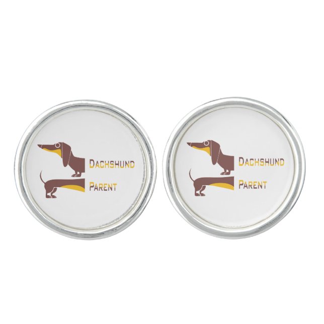 Funny cute dachshund for long dog parent cufflinks (Front)