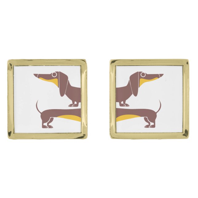 Funny cute dachshund for long dog parent cufflinks (Front)