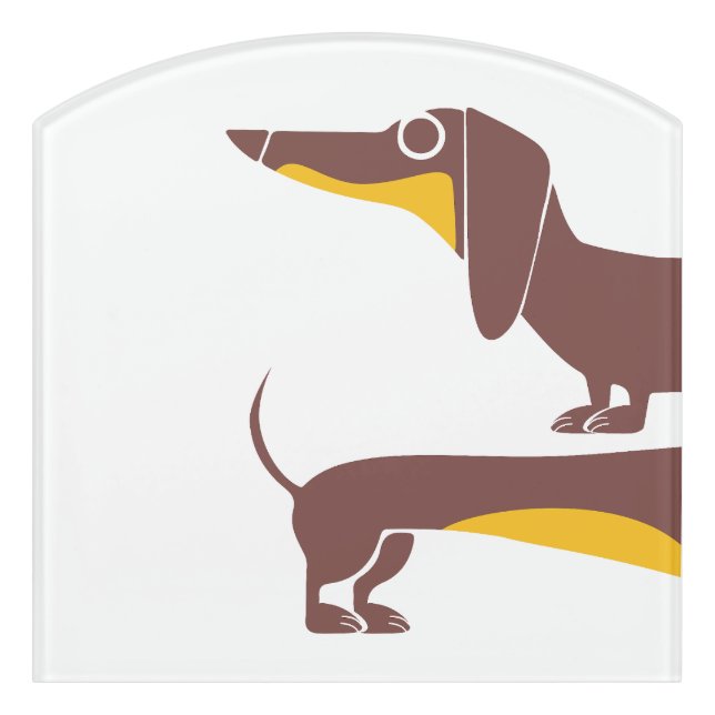 Funny cute dachshund for long dog parent door sign (Contour Front)