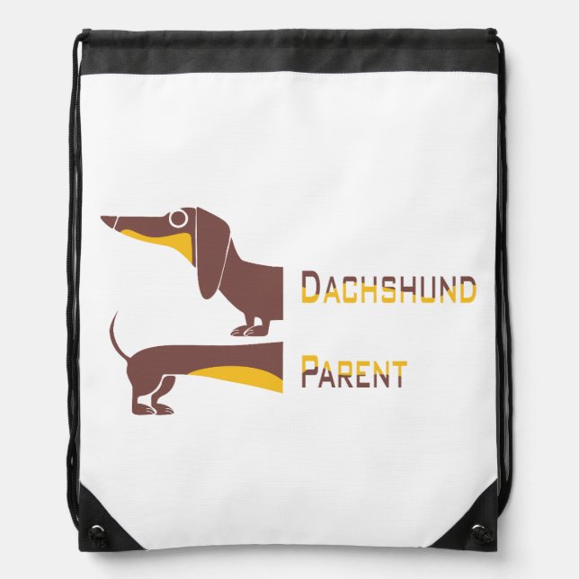 Funny cute dachshund for long dog parent drawstring bag (Front)