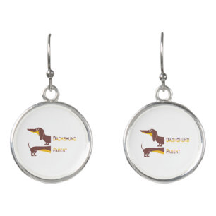 Funny cute dachshund for long dog parent earrings