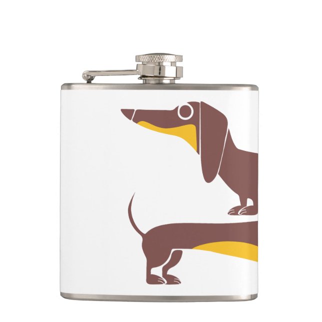 Funny cute dachshund for long dog parent flask (Front)