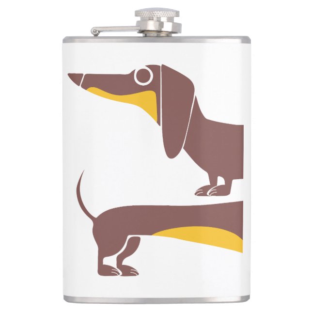 Funny cute dachshund for long dog parent flask (Front)