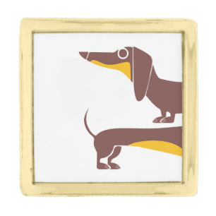 Funny cute dachshund for long dog parent gold finish lapel pin