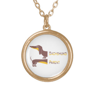 Funny cute dachshund for long dog parent gold plated necklace