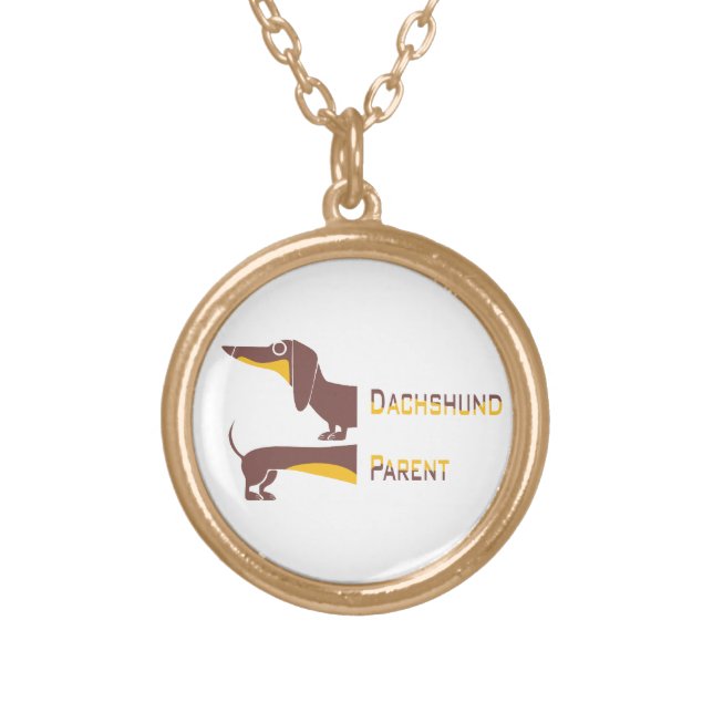 Funny cute dachshund for long dog parent gold plated necklace (Front)