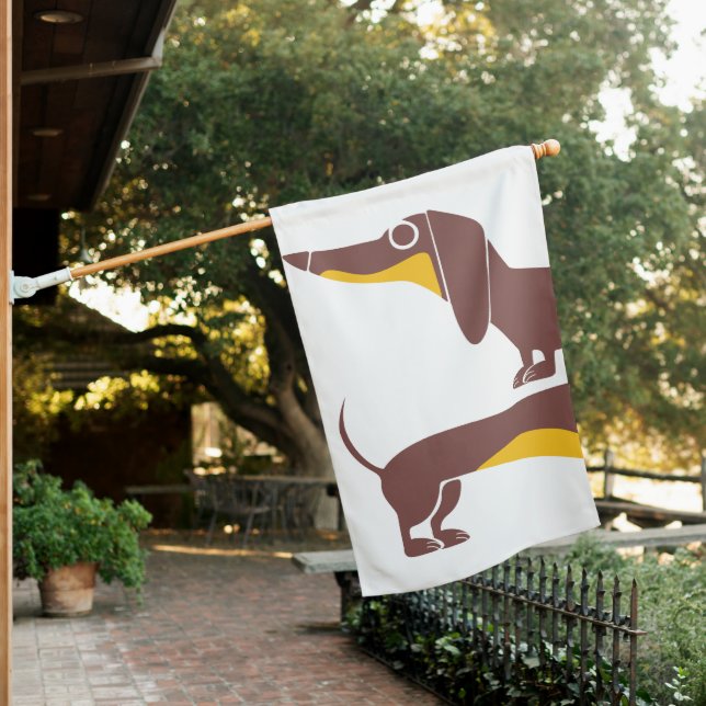 Funny cute dachshund for long dog parent house flag (In SItu)