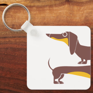 Funny cute dachshund for long dog parent keychain