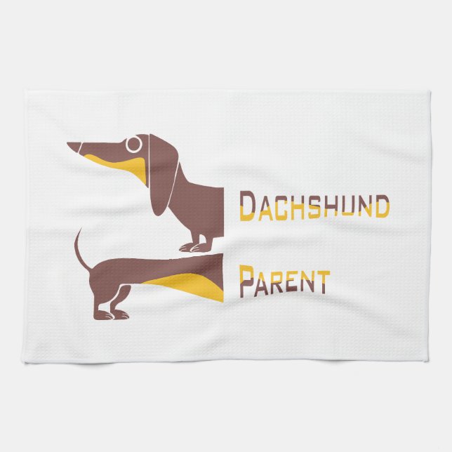 Funny cute dachshund for long dog parent kitchen towel (Horizontal)