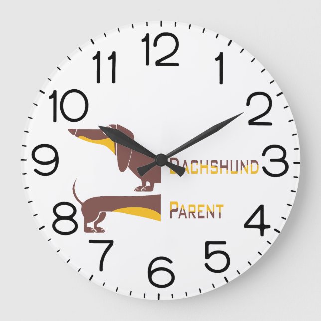 Funny cute dachshund for long dog parent large clock (Front)