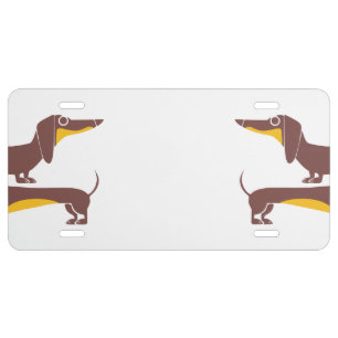 Funny cute dachshund for long dog parent license plate