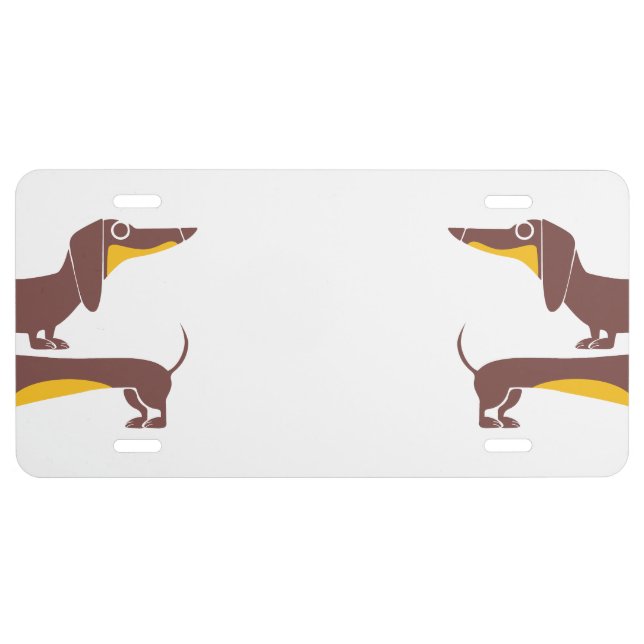 Funny cute dachshund for long dog parent license plate (Front)