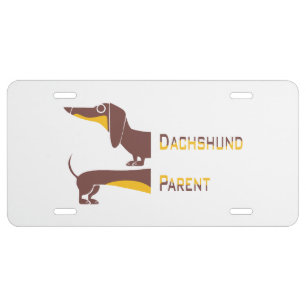 Funny cute dachshund for long dog parent license plate