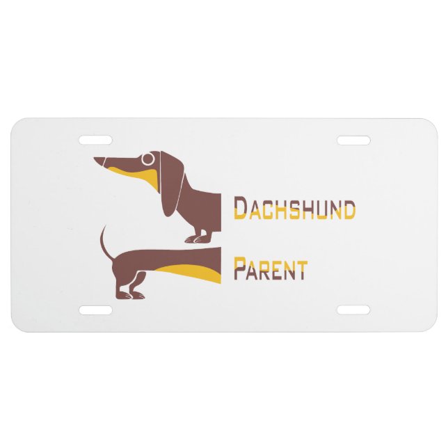 Funny cute dachshund for long dog parent license plate (Front)