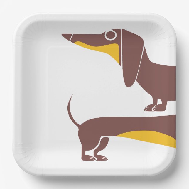 Funny cute dachshund for long dog parent paper plates (Front)