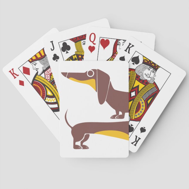 Funny cute dachshund for long dog parent poker cards (Back)