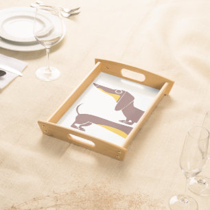 Funny cute dachshund for long dog parent serving tray