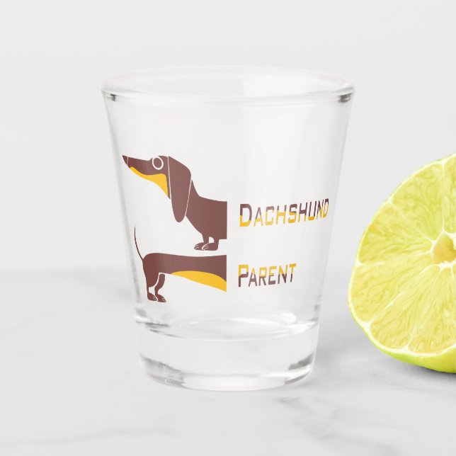 Funny cute dachshund for long dog parent shot glass (Front)