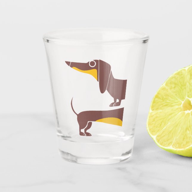 Funny cute dachshund for long dog parent shot glass (Front)
