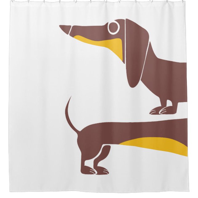 Funny cute dachshund for long dog parent shower curtain (Front)