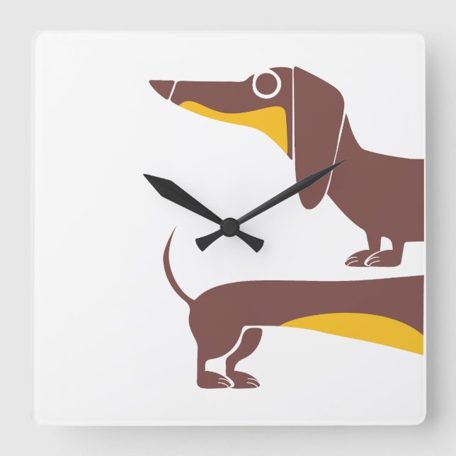 Funny cute dachshund for long dog parent square wall clock (Front)
