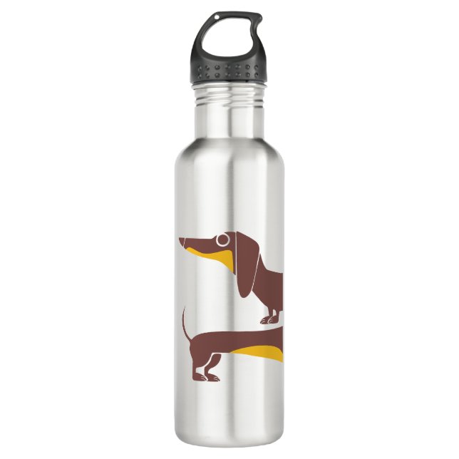 Funny cute dachshund for long dog parent stainless steel water bottle (Front)