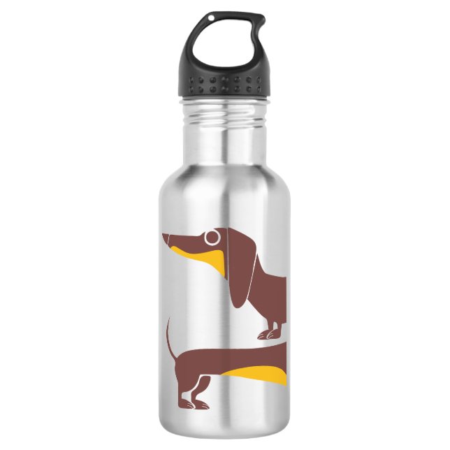 Funny cute dachshund for long dog parent stainless steel water bottle (Front)