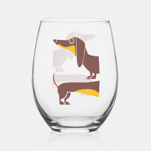 Funny cute dachshund for long dog parent stemless wine glass